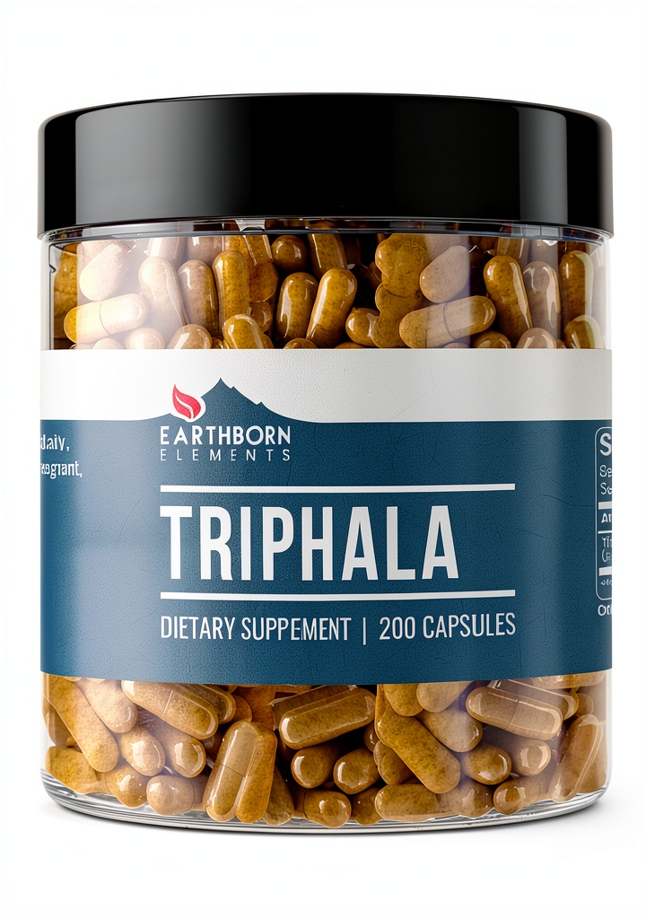Earthborn Elements Triphala Capsules bottle and contents