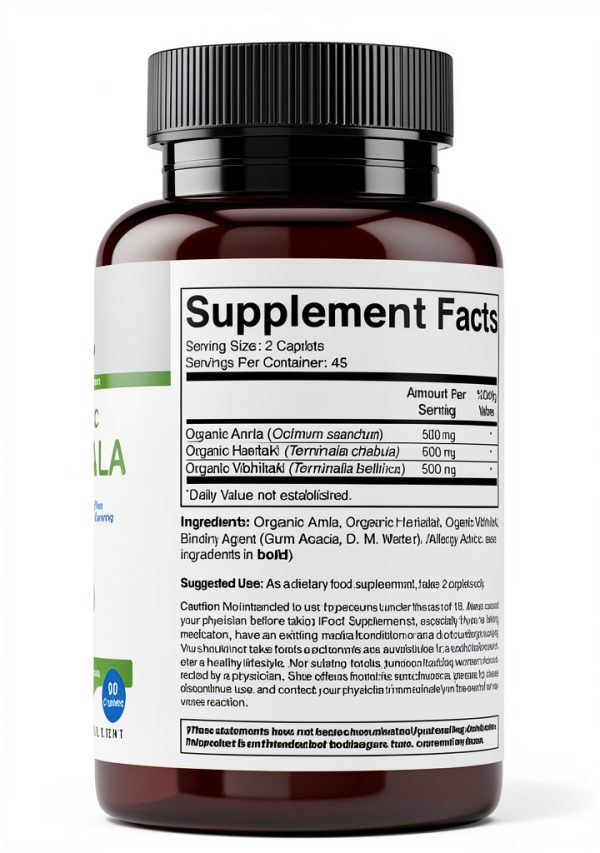 Healthy Living Quest Organic Triphala Supplement 1500mg-3