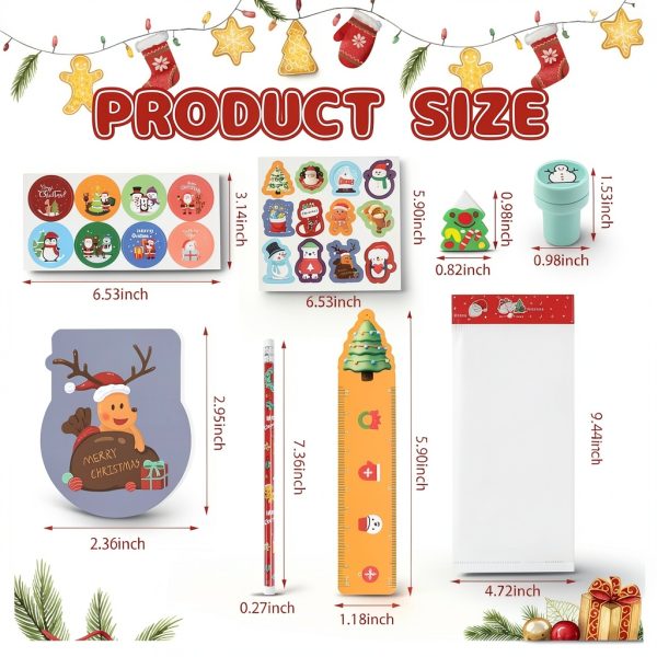 CCINEE Christmas School Stationery Set 5 Pack Value Pack with 24 Items-3