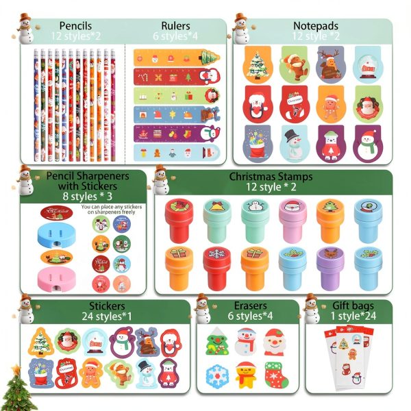 CCINEE Christmas School Stationery Set 5 Pack Value Pack with 24 Items-1