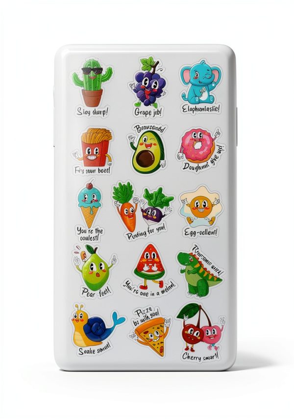 D-FantiX Animal & Food Pun Sticker Sheet 800 pcs Colorful Waterproof-3