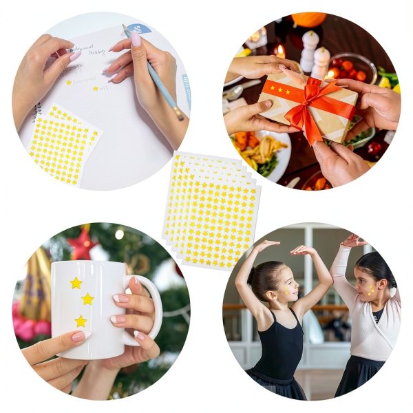 Gold Star Stickers JHFGJGH Aluminum Foil Sticker 1080 Pieces Gold-6