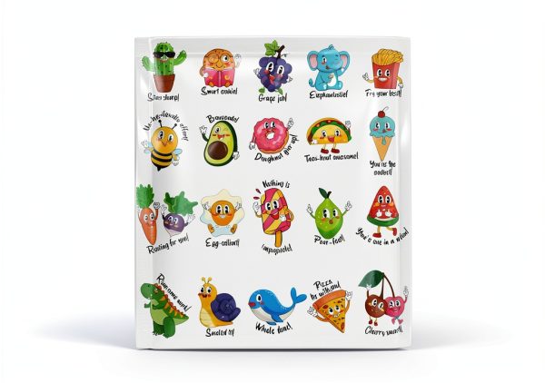 D-FantiX Animal & Food Pun Sticker Sheet 800 pcs Colorful Waterproof-0