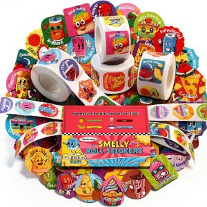 Food Stickers HORIECHALY 4 Rolls Scented Paper Set 1200 Stickers-0