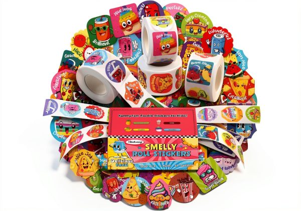 Food Stickers HORIECHALY 4 Rolls Scented Paper Set 1200 Stickers-0