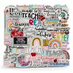 CAKOLINK Teacher Sticker Pack 50pcs Waterproof Vinyl Multicolor-0