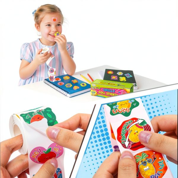 HORIECHALY Cute Fruit Sticker Set 600 pcs 3 Rolls Scented Stickers-3