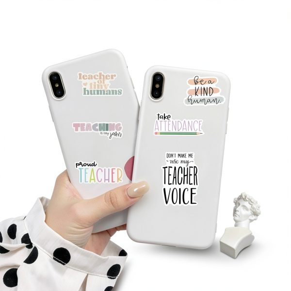 CAKOLINK Teacher Sticker Pack 50pcs Waterproof Vinyl Multicolor-6