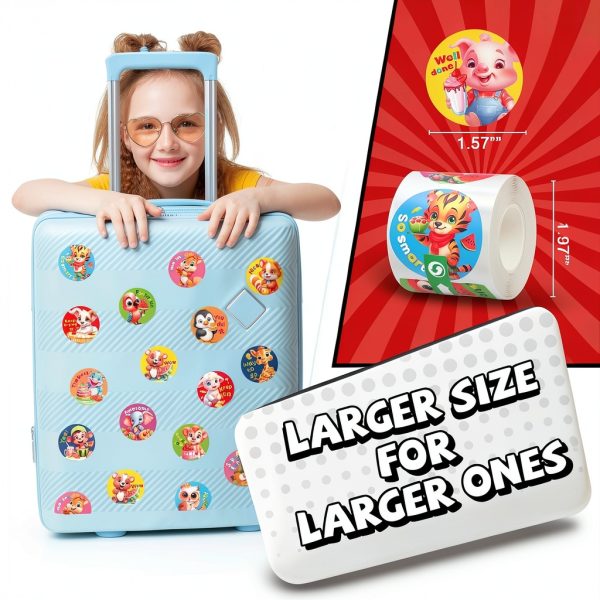 HORIECHALY Cute Animal Sticker Roll 3 Rolls 1.58 Inch Round Scented-1