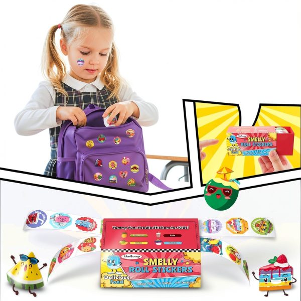 Food Stickers HORIECHALY 4 Rolls Scented Paper Set 1200 Stickers-2