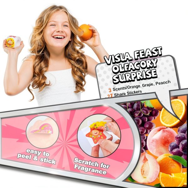 HORIECHALY Scratch & Sniff Sticker Rolls 600 pcs 3 Rolls Fruit Food-4