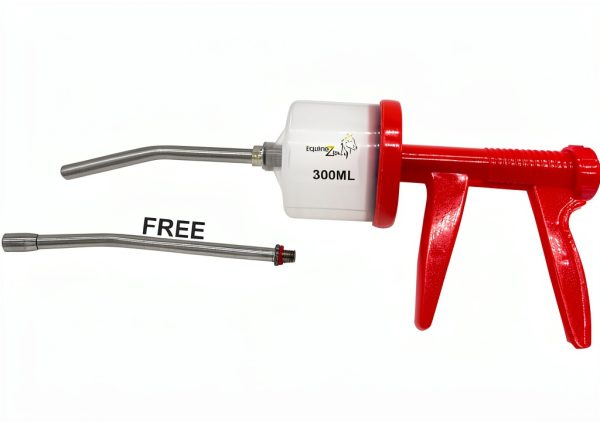 Pistol Grip Dosing Syringe 300ml – Large Capacity Stainless Steel Nozzle Veterinary Syringe for Equine, Livestock, Horse Dental Care, Oral Drenching, Durable Reusable Animal Drench Gun-0