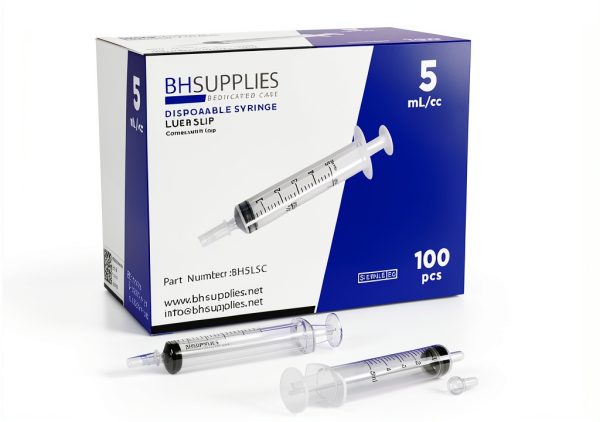 BH Supplies 5ml Oral Syringe with Cap Sterile 100 Count-0