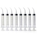 Dental Irrigation Syringe with Curved Tip - 8 Pack Disposable 12cc Tonsil Stone Squirt Mouthwash Cleaner, Pet Feeding Syringe for Birds Dogs (with Measurement) …-0
