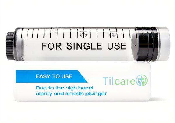 60ml Catheter Tip Syringe with Covers 25 Pack by Tilcare - Sterile Plastic Medicine Food Droppers for Children, Pets or Adults – Latex-Free Oral Medication Dispenser - Large Feeding Tube Syringes-7